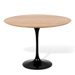 Mesa De Jantar Tulipa Saarinen Redonda 100 Cm Tampo Freijó Cores Preto