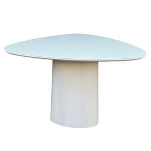 Mesa De Jantar Cone Orgânica Redonda 100x103 Cm Laqueado Off White