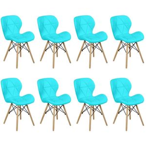Kit 08 Cadeiras Charles Eames Eiffel Slim Wood Estofada - Tiffany