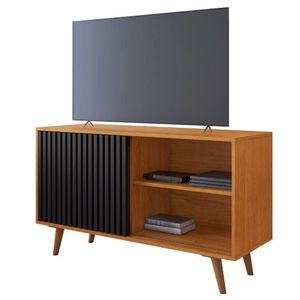 Rack Carinho Para Tv Até 43 Polegadas Portas Ripada Jcm Movelaria Cinamomo Preto