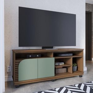 Rack Bancada 2 Portas Com Rodízio Jurerê 1.5 Amêndoa Hortelã