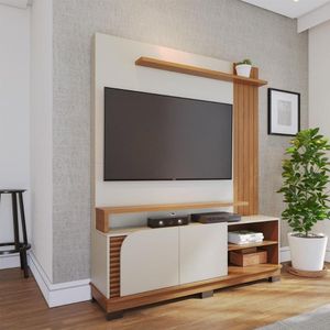 Home Theater 2 Portas Para Tv's Até 65 Jurerê Off White Matte Freijó