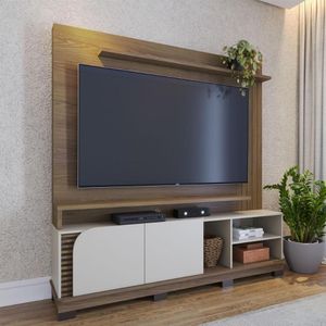 Home Theater 2 Portas Para Tv's Até 75 Jurerê Amêndoa Off White Matte