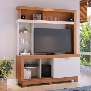 Estante Home Theater Para Tv Até 50" 2 Portas Valença Freijó Off White