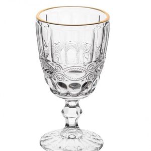 Jogo 8 Taças De Vidro Libelula Fio De Ouro 340ml - Lyor