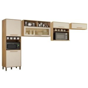 Cozinha Completa 3 Armários Aéreos E 1 Paneleiro Salvador Cinamomo-off White