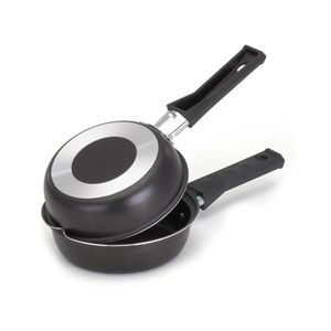 Frigideira Dupla Antiaderente Com Cabo De Baquelite Cor:preto