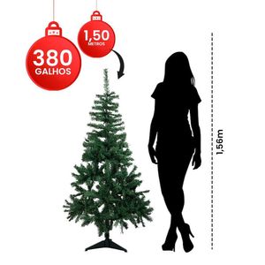 Árvore De Natal Luxo 1,50 Altura Base Pvc 380 Galhos