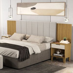 Cabeceira Para Cama Box Casal/queen Elena Nature / Off White