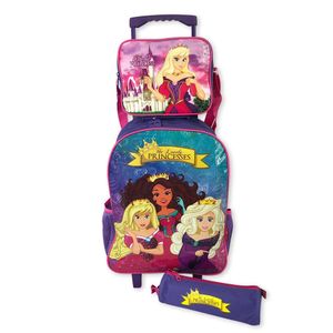 Kit Mochila, Estojo E Lancheira De Princesas Rosa Ou Roxa Cor:roxa
