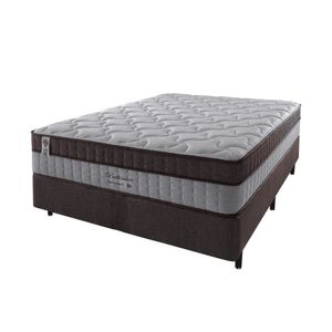 Conjunto Cama Box Casal Molas Ensacadas Sup 200 Kg Baltimore Linho Bege