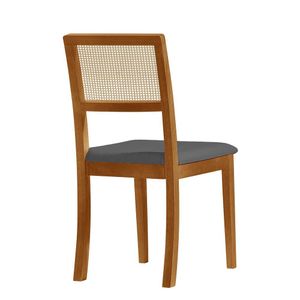 Kit 2 Cadeira Estofada Jantar Rubi Linho Madeira Maciça Mel cinza
