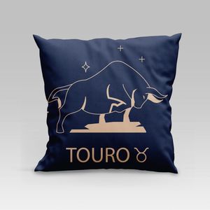 Capa De Almofada Estampada Signos Do Zodíaco Em Veludo Suede 45cm X 45cm Touro