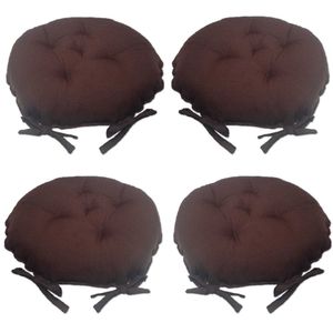 Kit 04 Almofadas Futon Redondo Assento Para Cadeira 40x40 Marrom