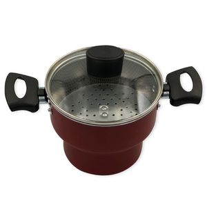 Cuscuzeira Enjoy Antiaderente Com Tampa De Vidro - 14 Cm Cor:vermelho