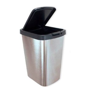 Lixeira Cesto 9l Bronze, Vermelha Ou Inox Tampa Click Label Cor:cinza Inox