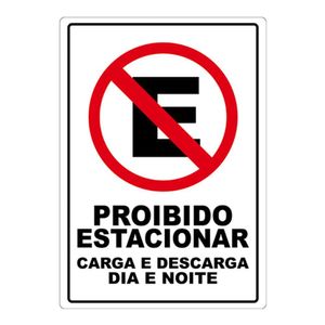 Adesivo Proibido Estacionar Carga E Descarga Dia E Noite Cor Vermelho