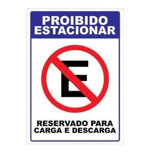 Adesivo Proibido Estacionar Resrvado Para Carga E Descarga Cor Vermelho
