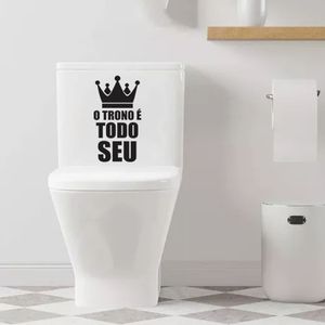 Adesivo Vinil Decorativo Tampa De Vaso Sanitário O Trono é Todo Seu Cor Preto