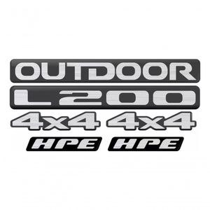 Emblema Adesivo Resinado Mitsubishi L200 Outdoor Hpe 4x4 04 Cor Preto