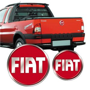 Emblema Tampa Traseira Fiat Strada 2005 Adesivo Vermelho Cor Vermelho