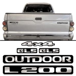 Kit Adesivo Mitsubishi L200 Outdoor Gls 4x4 Resinado Relevo Cor Preto