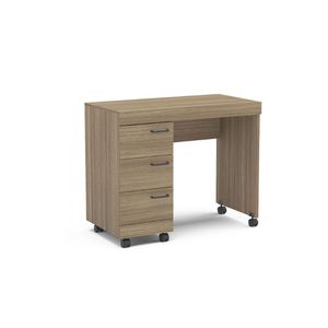 Mesa Osaka 90cm Com 3 Gavetas Com Rodízio Politorno Castanho