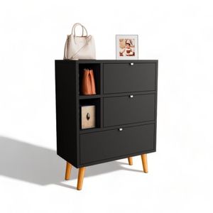 Sapateira 03 Gavetas Classic Preto Jm3