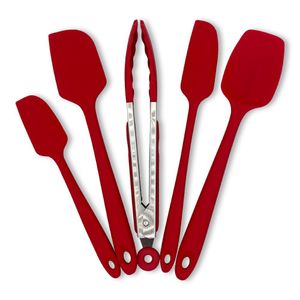 Kit 5 Espátulas Com Pegador De Silicone Para Cozinha Cor:vermelho