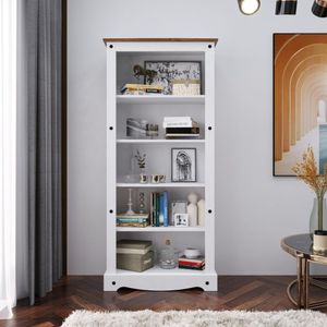 Estante Para Livros Livreiro Organizador Multiuso De Madeira Branco-nogal