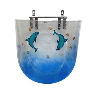 Assento Sanitário Poliéster Para Louça Riviera-smart (celite) Aço Decorado 'golfinho' Translúcido C-gliter Prata