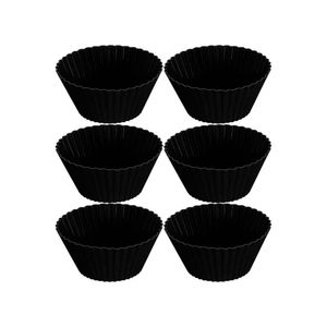 Forma De Cupcake Silicone - 6 Unidades Preto