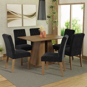 Conjunto Sala De Jantar Mesa Tampo De Madeira 6 Cadeiras Rustic-oxford Fabiana Madesa Rustic-oxford
