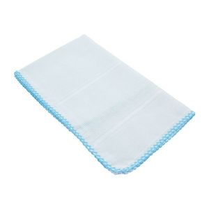 Fraldinha De Boca Ponto Cruz Com Crochet 30x40cm Mabber Azul Claro