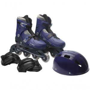 Patins In Line Roller Ad-01-a Ajustável 38 Ao 41 Com Kit Proteção Azul - Fenix