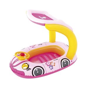 Carro Inflável Infantil De 3 A 6 Anos Rosa Com Cobertura Bestway