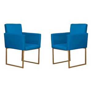 Kit 02 Poltronas Para Recepção E Sala De Estar Klara Suede Azul Turquesa