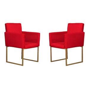 Kit 02 Poltronas Para Recepção E Sala De Estar Klara Suede Vermelho