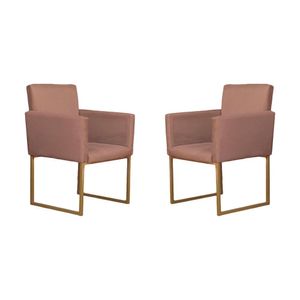 Conjunto 02 Poltronas Para Recepção E Sala Klara Suede Cappuccino