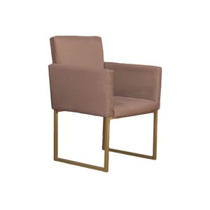 Poltrona Decorativa Klara Base Dourada Suede 01 Lugar Cappuccino