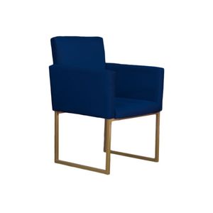 Poltrona Decorativa Klara Base Dourada Suede 01 Lugar Azul Marinho