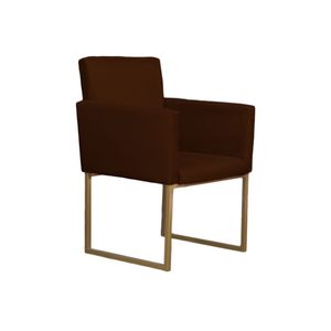 Poltrona Klara Para Sala E Recepção Base Dourada Suede Vinho