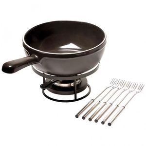 Conjunto Para Fondue De Queijo Emile Henry Em Cerâmica 9 Peças Preto