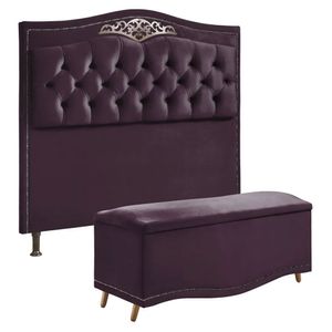 Cabeceira E Calçadeira Holanda 160cm Shop Das Cabeceiras Roxo
