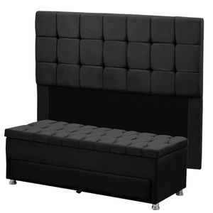 Cabeceira Calçadeira Munique 195cm Shop Das Cabeceiras Preto