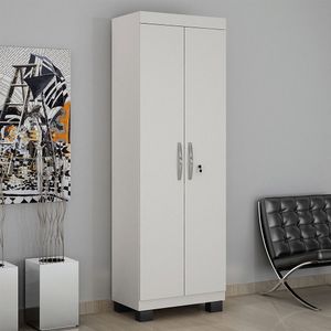 Armário Multiuso 2 Portas Com Chave Asteca Valdemóveis Branco Brilho