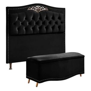 Cabeceira E Calçadeira Holanda 90cm Shop Das Cabeceiras Preto