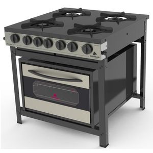 Fogão Progás Inox 2 Queimadores Simples 2 Duplos Com Forno Prge-402f Gourmet
