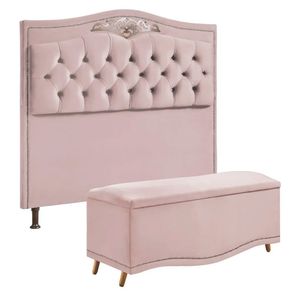 Cabeceira E Calçadeira Holanda 140cm Shop Das Cabeceiras Rose