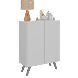 Armário Cômoda Infantil 2 Portas Retrô Multimóveis Mp4231 Branco cinza Branco cinza